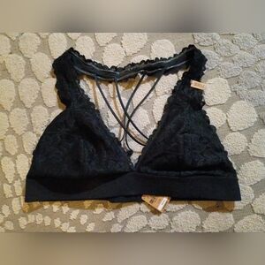 PINK Victoria's Secret Black Lace Strappy Bralette